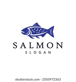 Salmon fish logo seafood label Fishing logo design template illustration