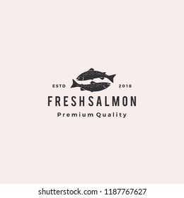 Salmon Fish Logo Seafood Retro Hipster Vintage Label Badge Vector Sticker Download