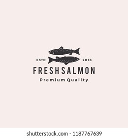 salmon fish logo seafood retro hipster vintage label badge vector sticker download