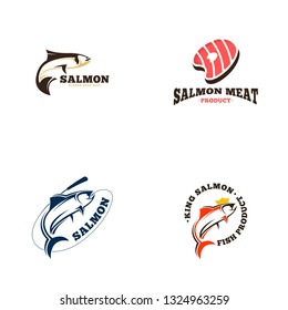 Salmon fish logo set vector