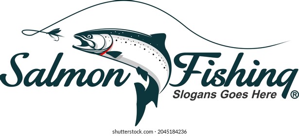 Salmon Fish Logo. Unique and Fresh salmon Jumping Out of the water. Great to use as your salmon fish Company. 