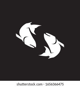 Logo de salmón vectorial sobre fondo negro