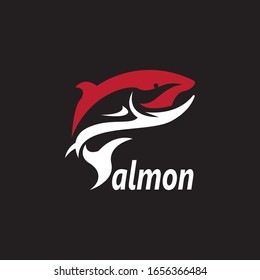 Salmon fish logo vector on black background