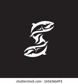Salmon fish logo vector on black background