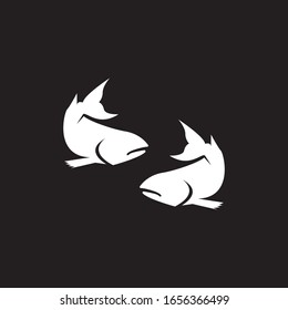 Salmon fish logo vector on black background