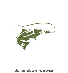 salmon fish and lure vector design template