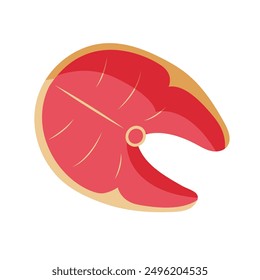 Salmon fish meat cut icon on white background.
