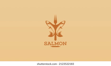 Vector de plantilla de diseño del logotipo de carne de pescado de salmón