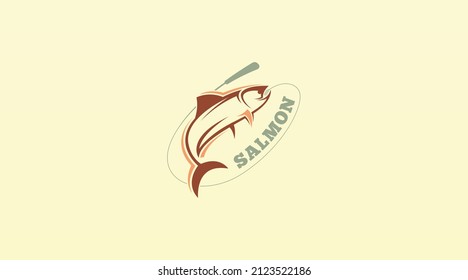 Salmon Fish Meat Logo Design Concept Template Vector
