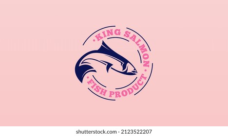 Vector de plantilla de diseño del logotipo de carne de pescado de salmón