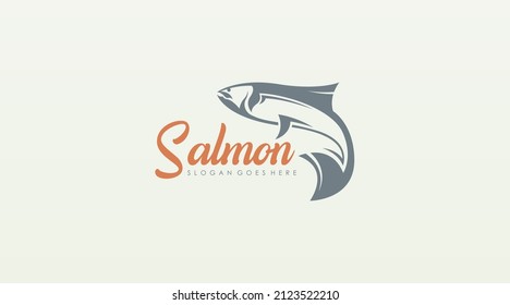 Salmon Fish Meat Logo Design Concept Template Vector