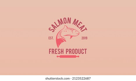 Vector de plantilla de diseño del logotipo de carne de pescado de salmón
