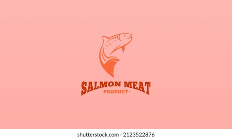 Vector de plantilla de diseño del logotipo de carne de pescado de salmón