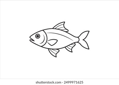 Salmon fish in one continuous line drawing. Fresh seafood in linear sketch style on white background. Vector illustration