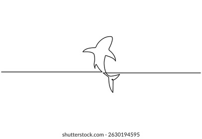 Salmon fish in One continuous line drawing. Fresh seafood in linear sketch style, Fish line background. One continuous line drawing of fish. Vector illustration. Fish symbol.