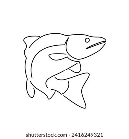 Salmon Fish outline illustration template