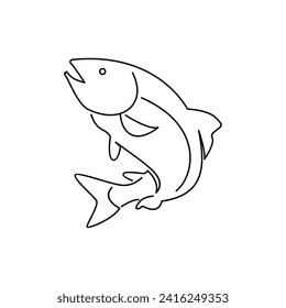 Salmon Fish outline illustration template