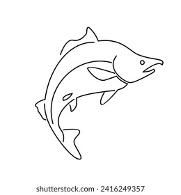 Salmon Fish outline illustration template