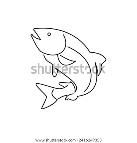 Salmon Fish outline illustration template
