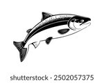 Salmon fish silhouette - cut out vector icon Vector illustration.	
