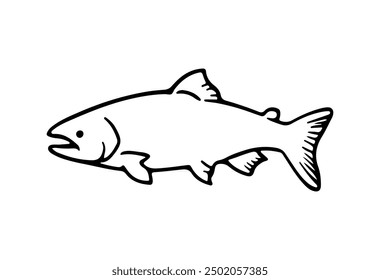 Salmon fish silhouette - cut out vector icon Vector illustration.	
