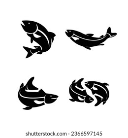 Salmon fish silhouette icon design illustration template