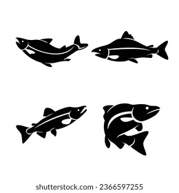 Salmon fish silhouette icon design illustration template