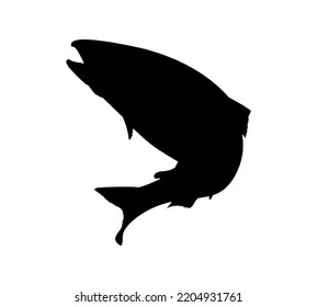 Salmon Fish Silhouette for Icon, Symbol, Logo, Pictogram, Apps, Website or Graphic Design Element. Vector Illustration