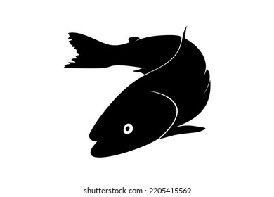 Salmon Fish Silhouette for Icon, Symbol, Logo, Pictogram, Apps, Website or Graphic Design Element. Vector Illustration