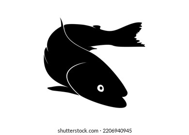 Salmon Fish Silhouette for Icon, Symbol, Logo, Pictogram, Apps, Website or Graphic Design Element. Vector Illustration