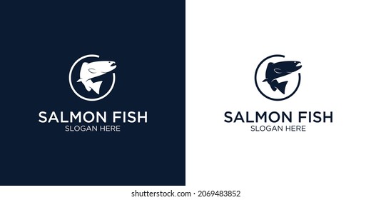 Salmon Fish Silhouette Logo Design