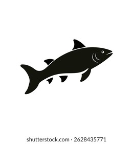 salmon fish silhouette on white background