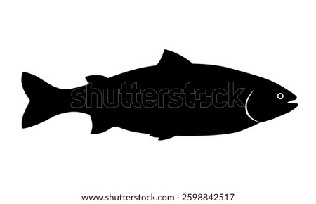Salmon fish silhouette. Side view, closeup. Vector illustration isolated on white background