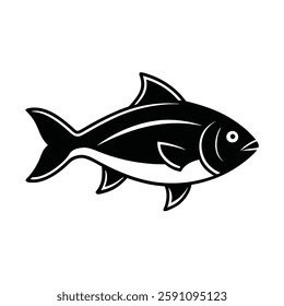 Salmon fish silhouette vector icon. Background white.