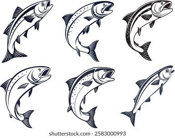 salmon fish silhouette vector illustration