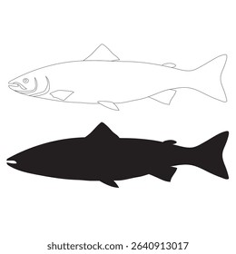 Salmon fish silhouette vector illustration
