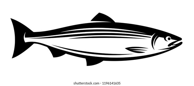 Salmon fish. Salmon simple black outline isolated logo