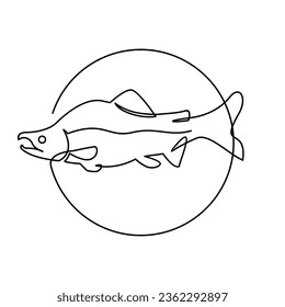 Salmon Fish single continuous illustration template