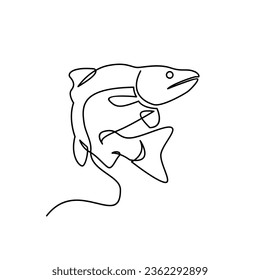 Salmon Fish single continuous illustration template