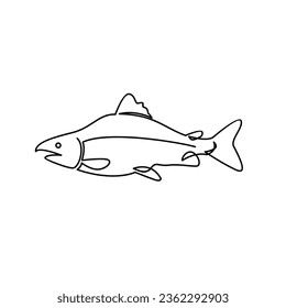 Salmon Fish single continuous illustration template