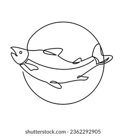 Salmon Fish single continuous illustration template