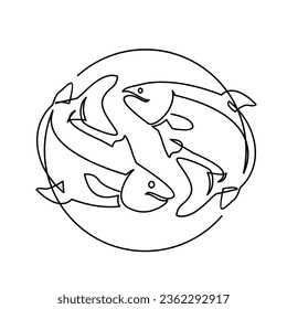 Salmon Fish single continuous illustration template