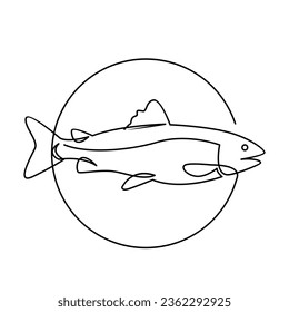 Salmon Fish single continuous illustration template