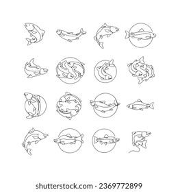 Salmon Fish single continuous illustration template
