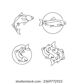 Salmon Fish single continuous illustration template
