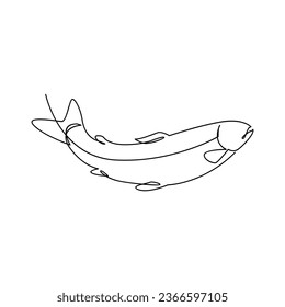 Salmon fish single line illustration template