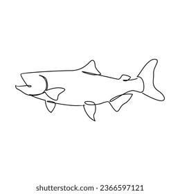 Salmon fish single line illustration template