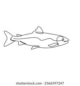 Salmon fish single line illustration template