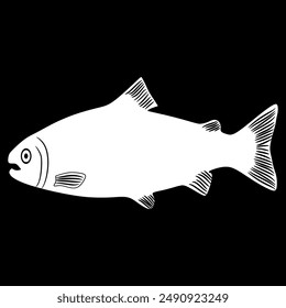 Salmon Fish sketch on black background vector illustration
