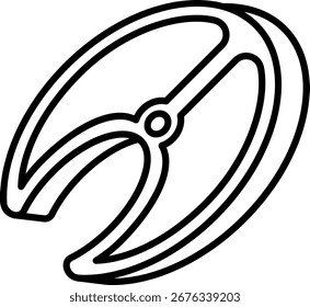Icono de rebanada de pescado de salmón, contorno de mariscos